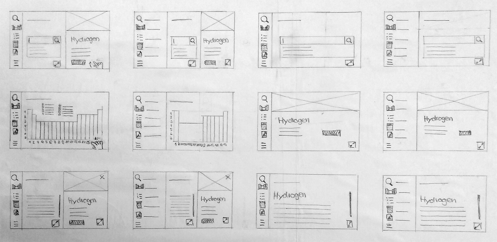 Elementary app early sketches of screens